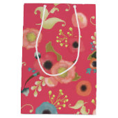 Herzlichen Glückwunsch Grad. Modernes Blumenmuster Mittlere Geschenktüte (Rückseite)