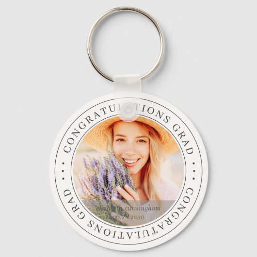 Herzlichen Glückwunsch Grad Modernes, schlichtes F Schlüsselanhänger (Rückseite)