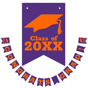 Herzlichen Glückwunsch Grad Orange zu Lila Wimpelkette