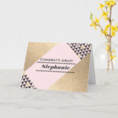 Herzlichen Glückwunsch Grad. Rosa Gold Karte (Gelbe Blume)