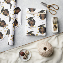 Herzlichen Glückwunsch Grad! Schwarze Frau mit Gra Geschenkpapier