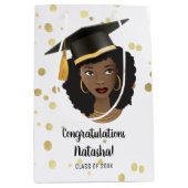 Herzlichen Glückwunsch Grad! Schwarze Frau mit Gra Mittlere Geschenktüte (Vorderseite)