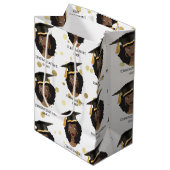 Herzlichen Glückwunsch Grad! Schwarze Frau mit Gra Mittlere Geschenktüte (Vorderseite Schrägansicht)