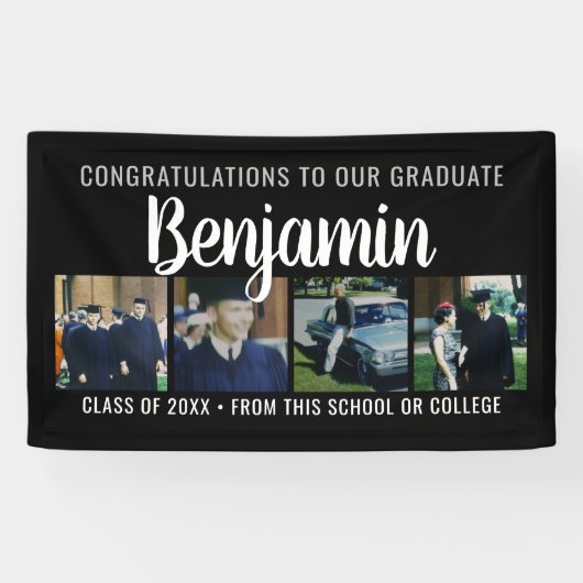 Herzlichen Glückwunsch Graduate 4 Foto Script Name Banner (Horizontal)