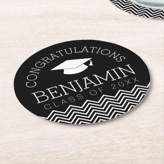 Herzlichen Glückwunsch Graduate Abschluss CAN EDIT Runder Pappuntersetzer (Angewinkelt)