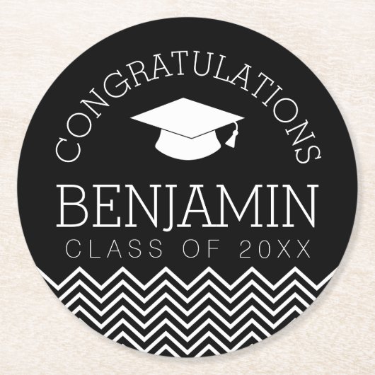 Herzlichen Glückwunsch Graduate Abschluss CAN EDIT Runder Pappuntersetzer (Vorderseite)
