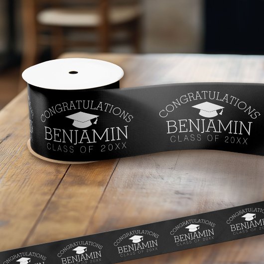 Herzlichen Glückwunsch Graduate Abschluss CAN EDIT Satinband