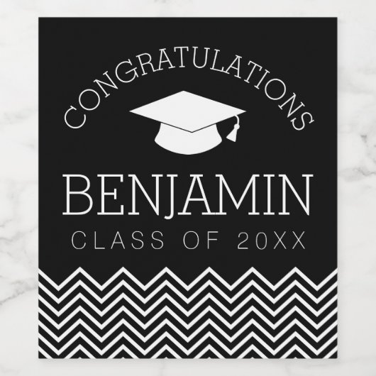 Herzlichen Glückwunsch Graduate Abschluss CAN EDIT Weinetikett (Einzelnes Label)