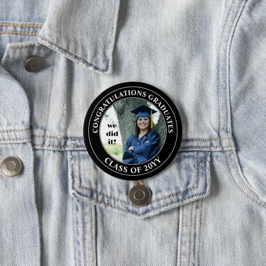 Herzlichen Glückwunsch Graduate Abschluss Foto Button (Beispiel)