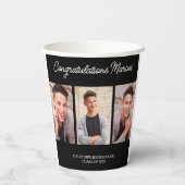 Herzlichen Glückwunsch Graduate Black 3 Foto Party Pappbecher (Rückseite)