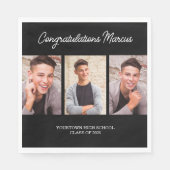 Herzlichen Glückwunsch Graduate Black 3 Foto Party Serviette (Vorderseite)