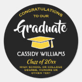 Herzlichen Glückwunsch Graduate Black and Gold Abs Runder Aufkleber (Vorderseite)