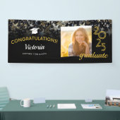 Herzlichen Glückwunsch Graduate Black and Gold Fot Banner (Messe)