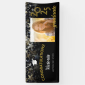 Herzlichen Glückwunsch Graduate Black and Gold Fot Banner (Vertikal)