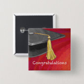 Herzlichen Glückwunsch Graduate Black and Red Button (Vorne & Hinten)