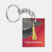 Herzlichen Glückwunsch Graduate Black and Red Schlüsselanhänger (Vorderseite links)