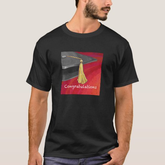 Herzlichen Glückwunsch Graduate Black and Red T-Shirt (Vorderseite)