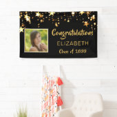 Herzlichen Glückwunsch Graduate Black & Gold Stars Banner (Insitu)