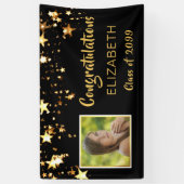 Herzlichen Glückwunsch Graduate Black & Gold Stars Banner (Vertikal)