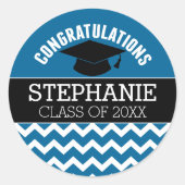 Herzlichen Glückwunsch Graduate - Blue Black Absch Runder Aufkleber (Vorderseite)