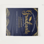 Herzlichen Glückwunsch Graduate Blue Gold Abschlus Wandteppich (Vorderseite (Horizontal))