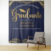 Herzlichen Glückwunsch Graduate Blue Gold Abschlus Wandteppich (Beispiel)