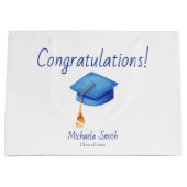 Herzlichen Glückwunsch Graduate Cerulean Blue Cap Große Geschenktüte (Vorderseite)
