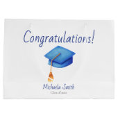 Herzlichen Glückwunsch Graduate Cerulean Blue Cap Große Geschenktüte (Rückseite)