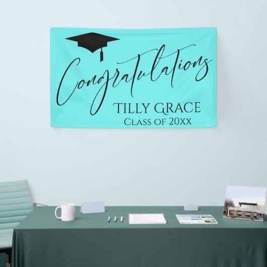 Herzlichen Glückwunsch Graduate Class Black on Aqu Banner (Messeveranstaltung)