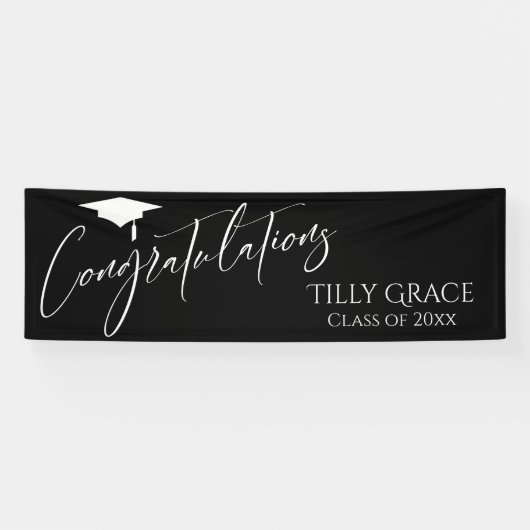 Herzlichen Glückwunsch Graduate Class White on Bla Banner (Horizontal)