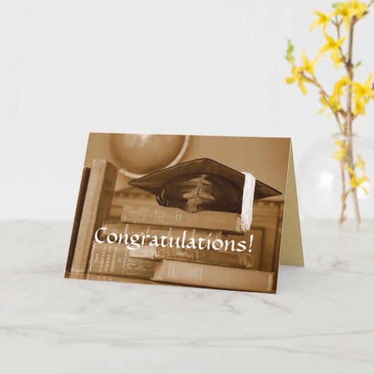 Herzlichen Glückwunsch Graduate Classic Books Card Karte (Gelbe Blume)