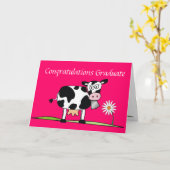 Herzlichen Glückwunsch Graduate Cow Karte (Gelbe Blume)