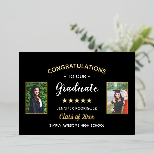 Herzlichen Glückwunsch Graduate Custom 2 Foto Absc Folieneinladung (Stehend vorne)