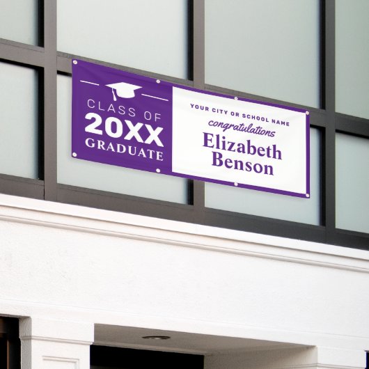 Herzlichen Glückwunsch Graduate Custom Banner Lila (Äußeres Gebäude)