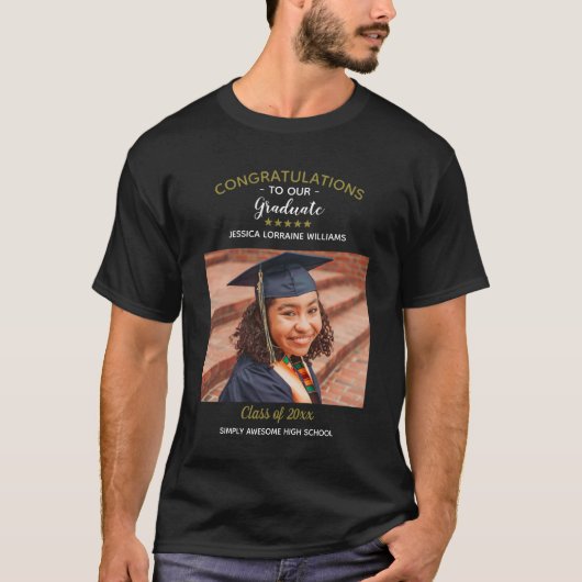 Herzlichen Glückwunsch Graduate Custom Foto Abschl T-Shirt (Vorderseite)