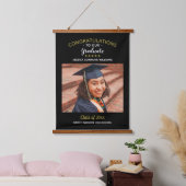 Herzlichen Glückwunsch Graduate Custom Foto Abschl Wandteppich Mit Holzrahmen (Schlafzimmer)