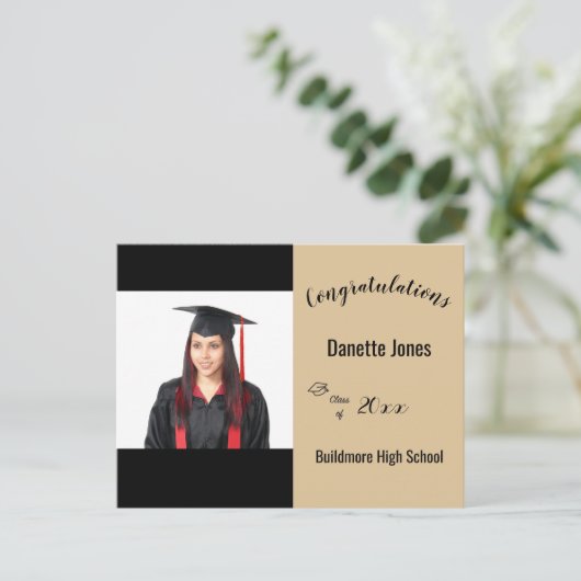 Herzlichen Glückwunsch Graduate Foto Year School P Postkarte (Stehend Vorderseite)