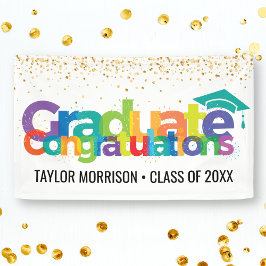 Herzlichen Glückwunsch Graduate Fun Colorful Gold  Banner