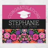 Herzlichen Glückwunsch Graduate Girly Blume Abschl Bierflaschenetikett (Einzelnes Label)