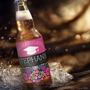 Herzlichen Glückwunsch Graduate Girly Blume Abschl Bierflaschenetikett