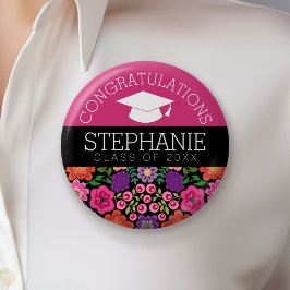 Herzlichen Glückwunsch Graduate Girly Blume Abschl Button