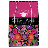 Herzlichen Glückwunsch Graduate Girly Blume Abschl Mittlere Geschenktüte (Vorderseite)