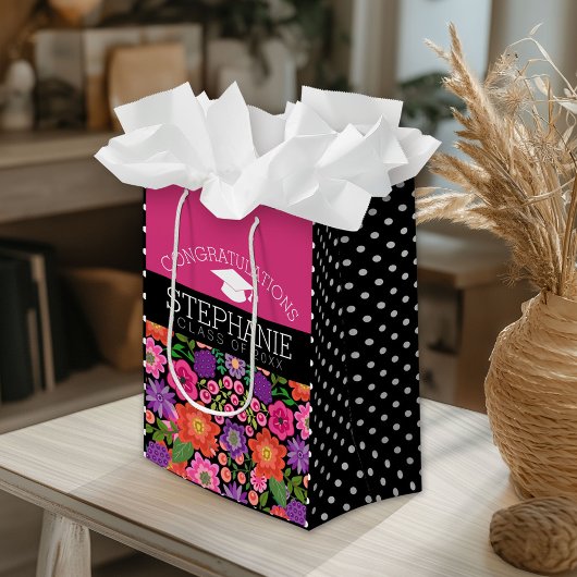 Herzlichen Glückwunsch Graduate Girly Blume Abschl Mittlere Geschenktüte
