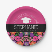 Herzlichen Glückwunsch Graduate Girly Blume Abschl Pappteller (Vorderseite)