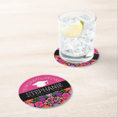 Herzlichen Glückwunsch Graduate Girly Blume Abschl Runder Pappuntersetzer (Vor Ort)