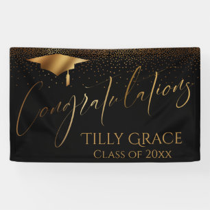 Herzlichen Glückwunsch Graduate Gold Confetti auf Banner