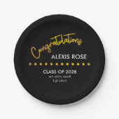 Herzlichen Glückwunsch Graduate Gold Script Black Pappteller (Vorderseite)