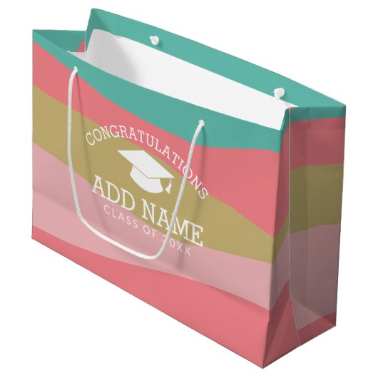 Herzlichen Glückwunsch Graduate Graduation Cap Mod Große Geschenktüte (Vorderseite Schrägansicht)