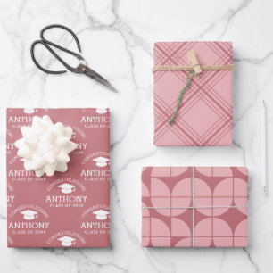 Herzlichen Glückwunsch Graduate Graduation Cap Ros Geschenkpapier Set