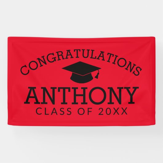 Herzlichen Glückwunsch Graduate Graduation Cap rot Banner (Horizontal)